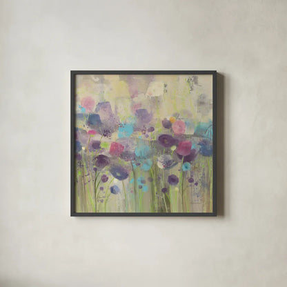Spring Beauty Square by Albena Hristova. Shown in a sleek black glass frame for a contemporary gallery look. Available as an archival giclee rolled canvas, fine art paper, or poster print. SKU 19734a.