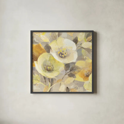 Spring Collection III Crop by Albena Hristova. Shown in a sleek black glass frame for a contemporary gallery look. Available as an archival giclee rolled canvas, fine art paper, or poster print. SKU 13900a.