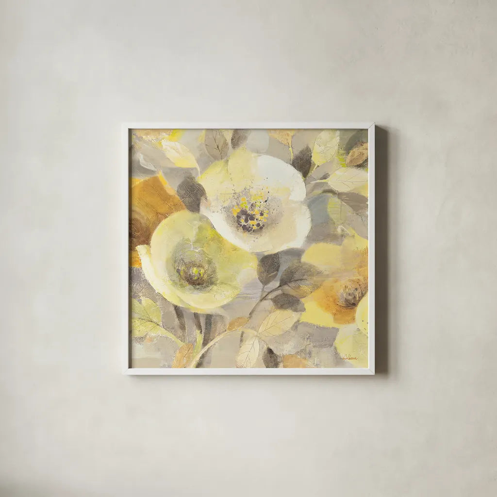 Spring Collection III Crop by Albena Hristova. Shown in a crisp white glass frame for a clean and minimalist style. Available as an archival giclee rolled canvas, fine art paper, or poster print. SKU 13900a.