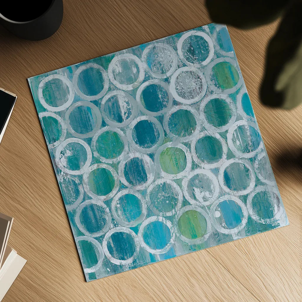 Stack of Tubes Blue by Albena Hristova. Shown as a detailed flat fine art print, highlighting archival giclee quality. Available as an archival giclee rolled canvas, fine art paper, or poster print. SKU 23396a.