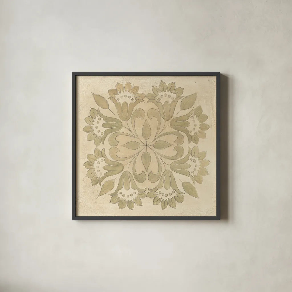 Stencil II by Albena Hristova. Shown in a sleek black glass frame for a contemporary gallery look. Available as an archival giclee rolled canvas, fine art paper, or poster print. SKU 55838a.