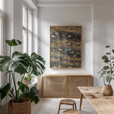 Summer Embers I by Albena Hristova. shown as a print in a natural wood frame in a dining room. Available as a archival giclee rolled canvas, fine art paper, or poster print. SKU 18718h.