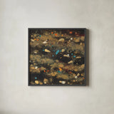 Summer Embers Square I by Albena Hristova. Shown in a sleek black glass frame for a contemporary gallery look. Available as an archival giclee rolled canvas, fine art paper, or poster print. SKU 18718a.