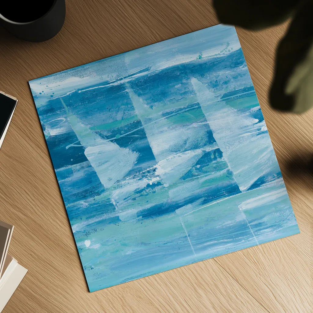 Summer Sail I Blue by Albena Hristova. Shown as a detailed flat fine art print, highlighting archival giclee quality. Available as an archival giclee rolled canvas, fine art paper, or poster print. SKU 47384a.