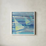 Summer Sail II by Albena Hristova. Shown in a crisp white glass frame for a clean and minimalist style. Available as an archival giclee rolled canvas, fine art paper, or poster print. SKU 18661a.