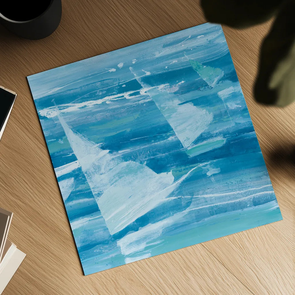 Summer Sail II Blue by Albena Hristova. Shown as a detailed flat fine art print, highlighting archival giclee quality. Available as an archival giclee rolled canvas, fine art paper, or poster print. SKU 47385a.