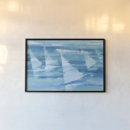 Summer Sail III Blue by Albena Hristova. shown as a paper print in a black flame. Available as a archival giclee rolled canvas, fine art paper, or poster print. SKU 47386i.