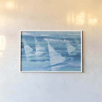 Summer Sail III Blue by Albena Hristova. shown as a paper print in a white frame. Available as a archival giclee rolled canvas, fine art paper, or poster print. SKU 47386i.