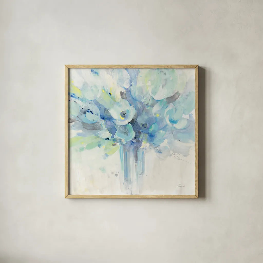 Sun Kissed by Albena Hristova. Shown in a natural wood glass frame for a timeless modern aesthetic. Available as an archival giclee rolled canvas, fine art paper, or poster print. SKU 46418a.