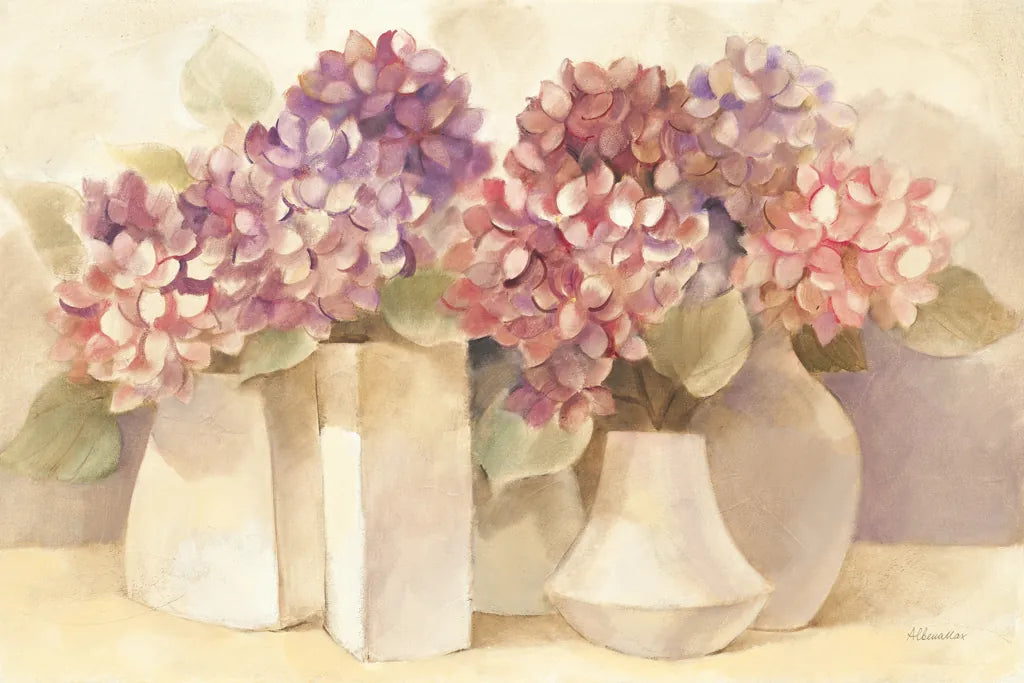 Sunlit Hydrangeas by Albena Hristova. SKU 54426i. Archival Giclee Fine art print for wall decor.