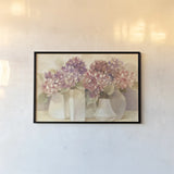 Sunlit Hydrangeas by Albena Hristova. shown as a paper print in a black flame. Available as a archival giclee rolled canvas, fine art paper, or poster print. SKU 54426i.