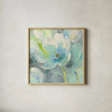 Sunny Bloom by Albena Hristova. Shown in a natural wood glass frame for a timeless modern aesthetic. Available as an archival giclee rolled canvas, fine art paper, or poster print. SKU 44960a.