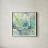 Sunny Bloom by Albena Hristova. Shown in a crisp white glass frame for a clean and minimalist style. Available as an archival giclee rolled canvas, fine art paper, or poster print. SKU 44960a.