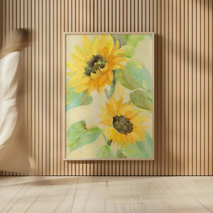 Sunny Blooms by Albena Hristova. shown as over sized large wall art. Available as an archival giclee rolled canvas, fine art paper, or poster print. SKU 54068h.