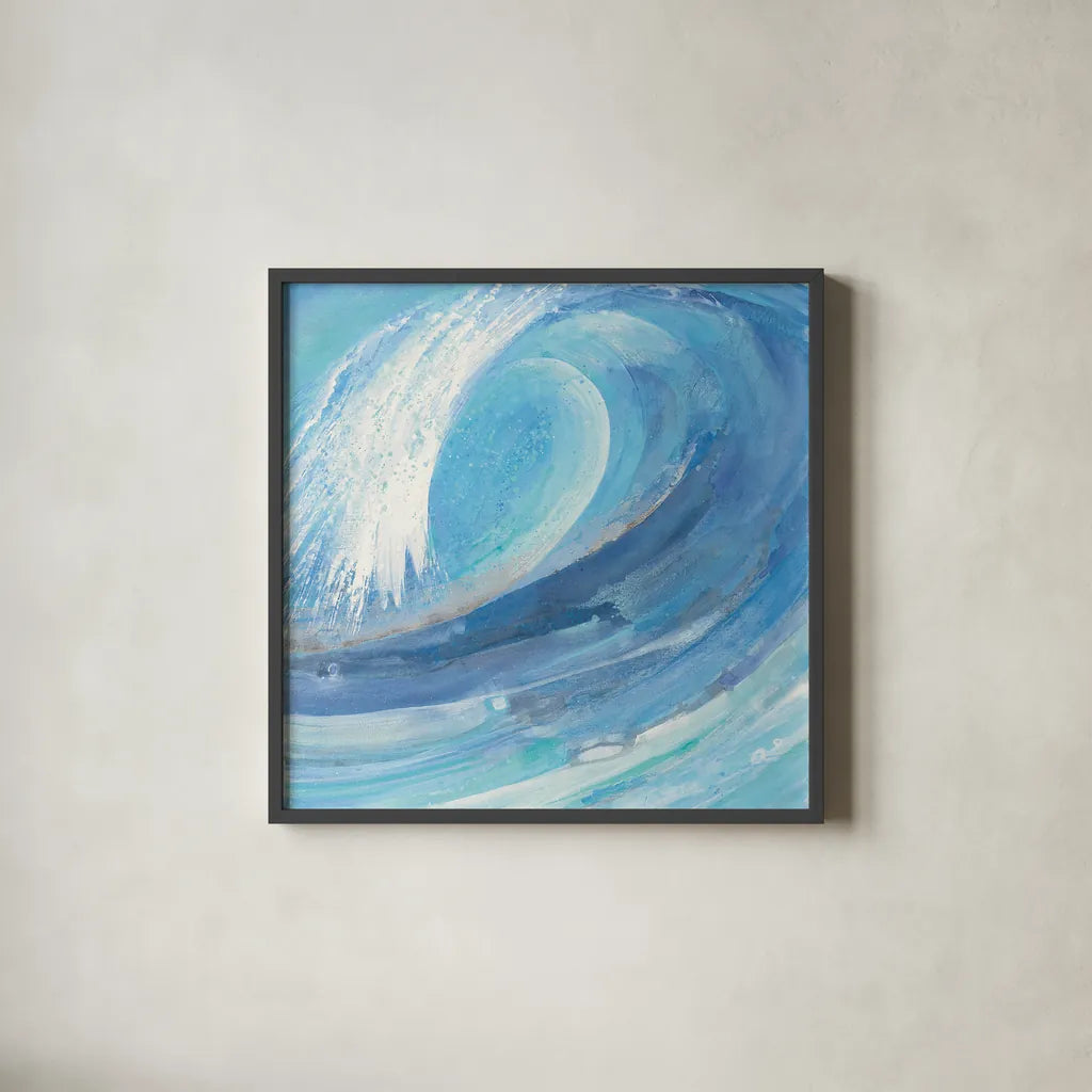 Surfs Up by Albena Hristova. Shown in a sleek black glass frame for a contemporary gallery look. Available as an archival giclee rolled canvas, fine art paper, or poster print. SKU 25226a.