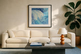 The Big Wave III Crop by Albena Hristova. Displayed in a glass frame with matte in a clean modern living room. Available as an archival giclee rolled canvas, fine art paper, or poster print. SKU 27813a.