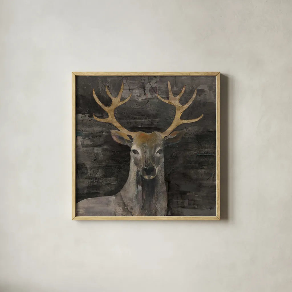 The Leader Dark by Albena Hristova. Shown in a natural wood glass frame for a timeless modern aesthetic. Available as an archival giclee rolled canvas, fine art paper, or poster print. SKU 81071a.