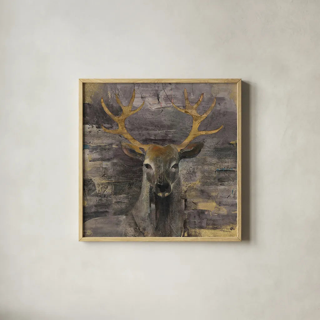 The Leader Gold by Albena Hristova. Shown in a natural wood glass frame for a timeless modern aesthetic. Available as an archival giclee rolled canvas, fine art paper, or poster print. SKU 20863a.