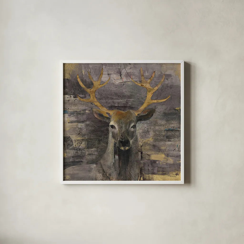 The Leader Gold by Albena Hristova. Shown in a crisp white glass frame for a clean and minimalist style. Available as an archival giclee rolled canvas, fine art paper, or poster print. SKU 20863a.