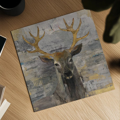 The Leader Gold Light Grey by Albena Hristova. Shown as a detailed flat fine art print, highlighting archival giclee quality. Available as an archival giclee rolled canvas, fine art paper, or poster print. SKU 29095a.