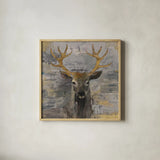 The Leader Gold Light Grey by Albena Hristova. Shown in a natural wood glass frame for a timeless modern aesthetic. Available as an archival giclee rolled canvas, fine art paper, or poster print. SKU 29095a.