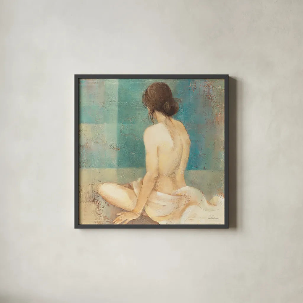 Thoughtfulness II by Albena Hristova. Shown in a sleek black glass frame for a contemporary gallery look. Available as an archival giclee rolled canvas, fine art paper, or poster print. SKU 12966a.