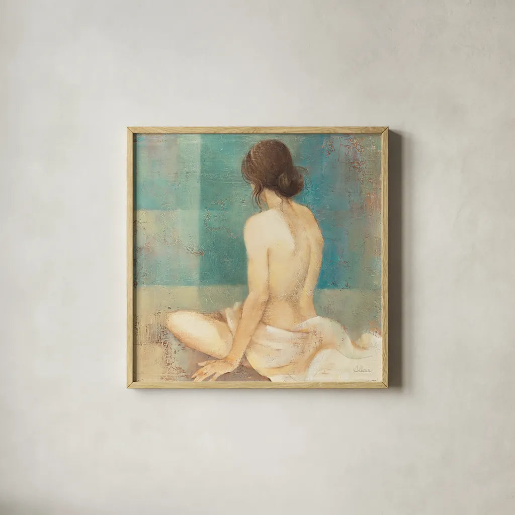 Thoughtfulness II by Albena Hristova. Shown in a natural wood glass frame for a timeless modern aesthetic. Available as an archival giclee rolled canvas, fine art paper, or poster print. SKU 12966a.