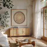 Through The Years I by Albena Hristova. Shown in a natural wood frame in a cozy modern living room. Available as an archival giclee rolled canvas, fine art paper, or poster print. SKU 58266a.