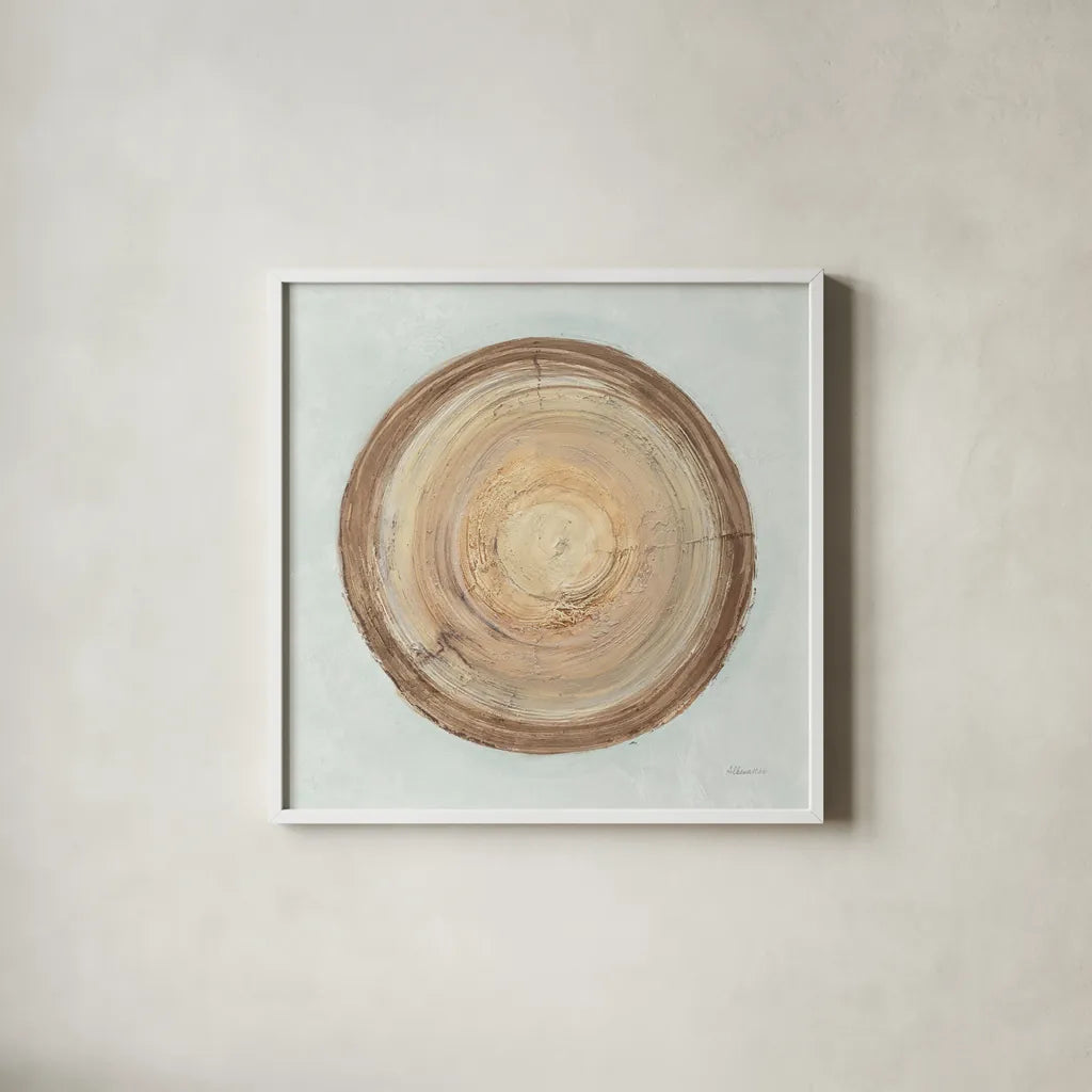 Through The Years I Blue by Albena Hristova. Shown in a crisp white glass frame for a clean and minimalist style. Available as an archival giclee rolled canvas, fine art paper, or poster print. SKU 59130a.