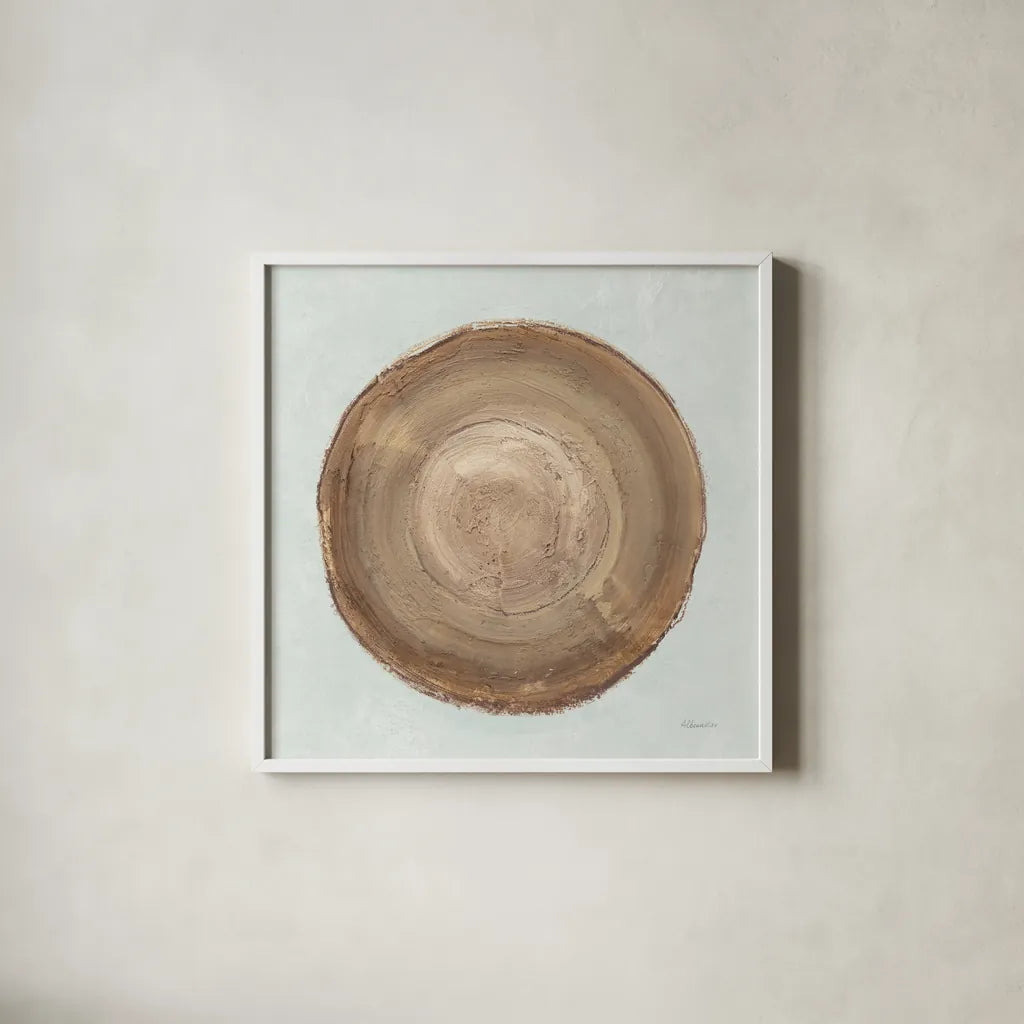 Through The Years II Blue by Albena Hristova. Shown in a crisp white glass frame for a clean and minimalist style. Available as an archival giclee rolled canvas, fine art paper, or poster print. SKU 59131a.