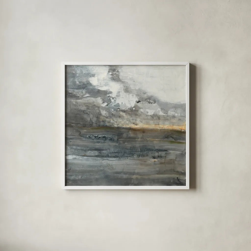 Thunder Road by Albena Hristova. Shown in a crisp white glass frame for a clean and minimalist style. Available as an archival giclee rolled canvas, fine art paper, or poster print. SKU 57915a.