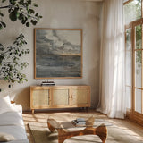 Thunder Road by Albena Hristova. Shown in a natural wood frame in a cozy modern living room. Available as an archival giclee rolled canvas, fine art paper, or poster print. SKU 57915a.