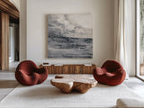 Thunder Road Neutral by Albena Hristova. Shown as extra-large giant wall art in a modern living room. Available as an archival giclee rolled canvas, fine art paper, or poster print. SKU 60616a.