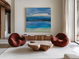 Tidal Dreams III by Albena Hristova. Shown as extra-large giant wall art in a modern living room. Available as an archival giclee rolled canvas, fine art paper, or poster print. SKU 93882a.