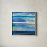 Tidal Dreams IV by Albena Hristova. Shown in a crisp white glass frame for a clean and minimalist style. Available as an archival giclee rolled canvas, fine art paper, or poster print. SKU 93883a.