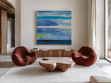 Tidal Dreams IV by Albena Hristova. Shown as extra-large giant wall art in a modern living room. Available as an archival giclee rolled canvas, fine art paper, or poster print. SKU 93883a.