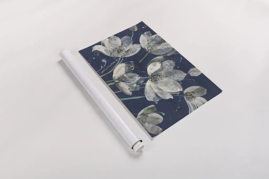 Translucent Garden with Light Blue by Albena Hristova. shown as a rolled paper print. Available as archival giclee rolled canvas, fine art paper, or poster print. SKU 71361i.