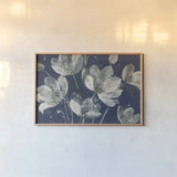Translucent Garden with Light Blue by Albena Hristova. shown as a paper print in a natural frame. Available as a archival giclee rolled canvas, fine art paper, or poster print. SKU 71361i.