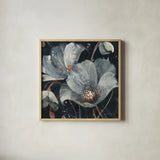 Translucent Poppies by Albena Hristova. Shown in a natural wood glass frame for a timeless modern aesthetic. Available as an archival giclee rolled canvas, fine art paper, or poster print. SKU 34623a.