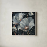 Translucent Poppies by Albena Hristova. Shown in a crisp white glass frame for a clean and minimalist style. Available as an archival giclee rolled canvas, fine art paper, or poster print. SKU 34623a.