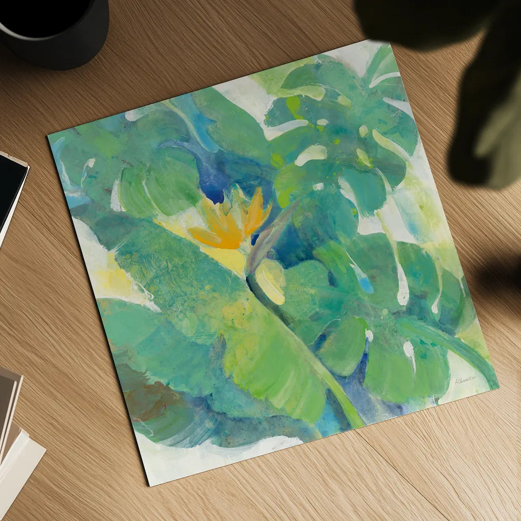 Tropical Paradise by Albena Hristova. Shown as a detailed flat fine art print, highlighting archival giclee quality. Available as an archival giclee rolled canvas, fine art paper, or poster print. SKU 56279a.