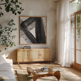 Under the Bridge IV Dark Crop by Albena Hristova. Shown in a natural wood frame in a cozy modern living room. Available as an archival giclee rolled canvas, fine art paper, or poster print. SKU 68430a.