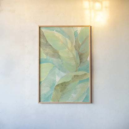 Under the Palms II by Albena Hristova. shown as a paper print in a natural frame. Available as a archival giclee rolled canvas, fine art paper, or poster print. SKU 38264h.