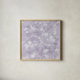 Vines on Lavender by Albena Hristova. Shown in a natural wood glass frame for a timeless modern aesthetic. Available as an archival giclee rolled canvas, fine art paper, or poster print. SKU 71519a.