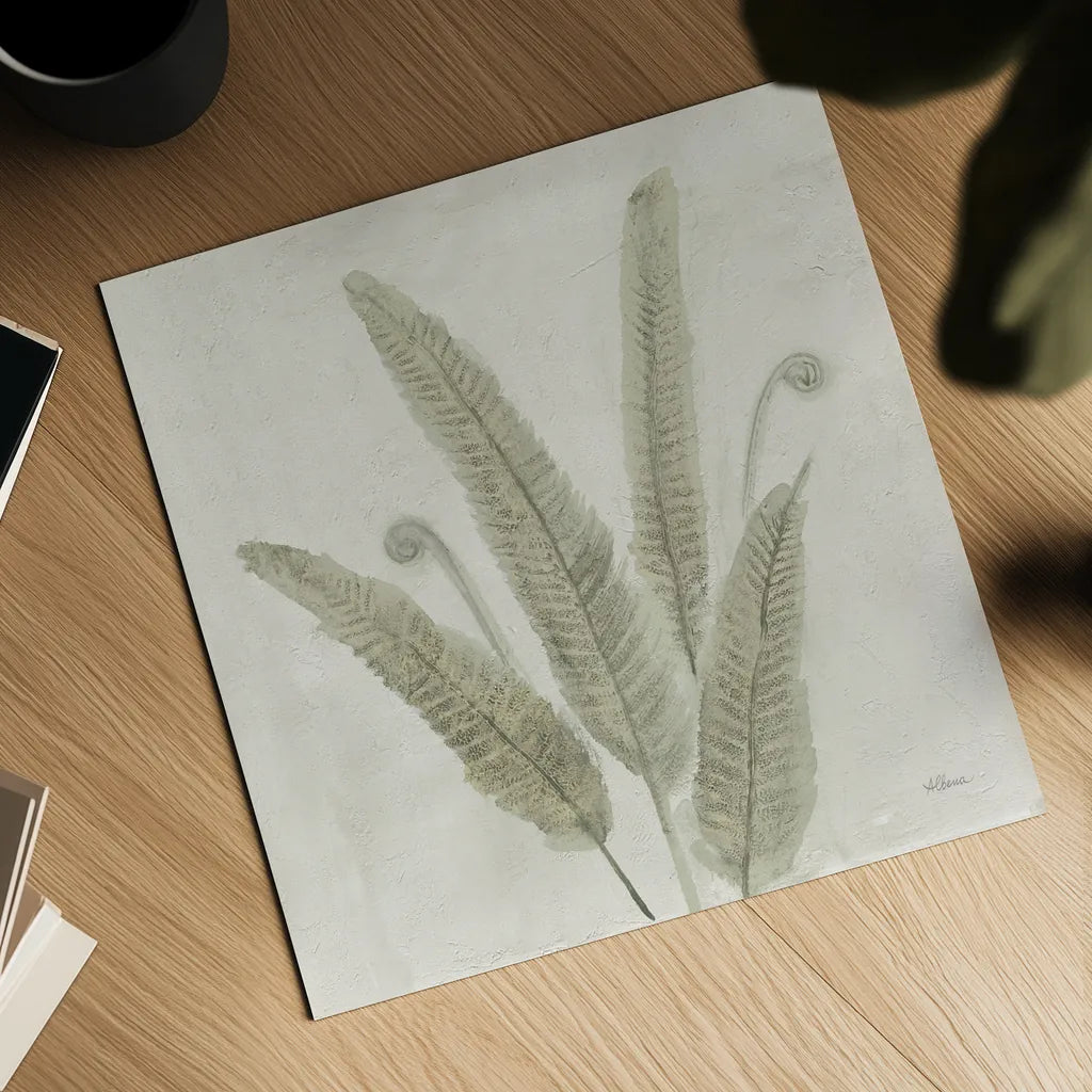 Watercolor Forest Ferns II v2 by Albena Hristova. Shown as a detailed flat fine art print, highlighting archival giclee quality. Available as an archival giclee rolled canvas, fine art paper, or poster print. SKU 86702a.