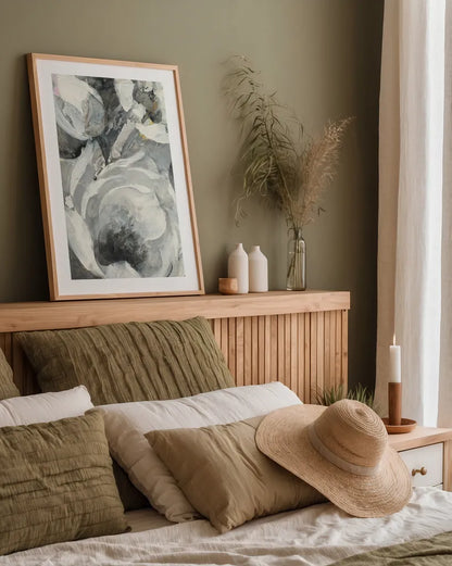 White Delight I by Albena Hristova. shown as a paper print in a natural frame. Available as a archival giclee rolled canvas, fine art paper, or poster print. SKU 57917h.