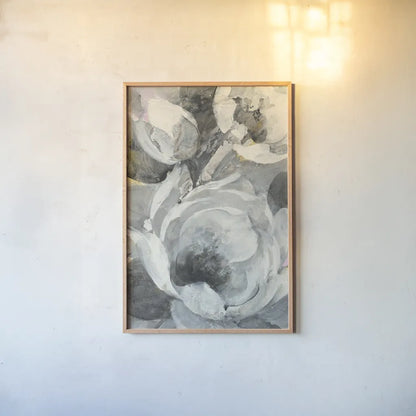 White Delight I by Albena Hristova. shown as a paper print in a natural frame. Available as a archival giclee rolled canvas, fine art paper, or poster print. SKU 57917h.