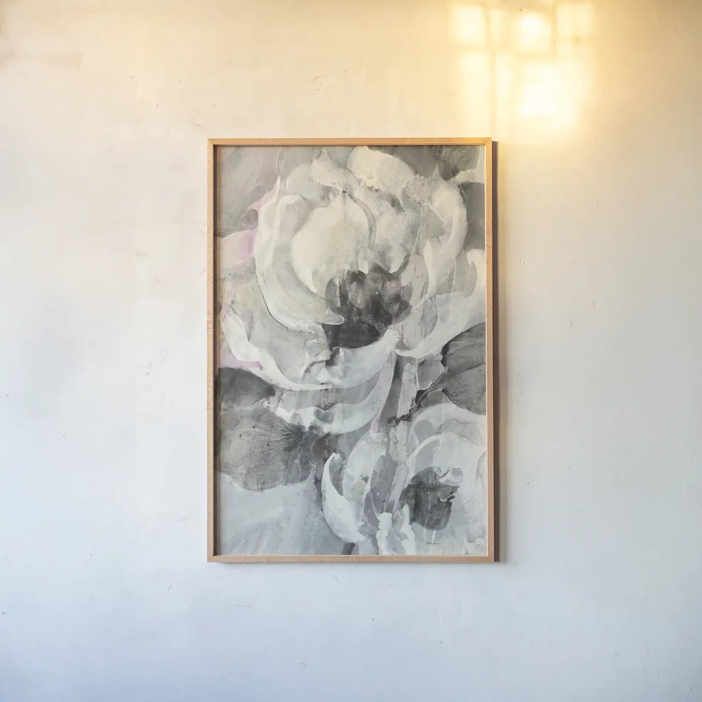 White Delight II by Albena Hristova. shown as a paper print in a natural frame. Available as a archival giclee rolled canvas, fine art paper, or poster print. SKU 57918h.