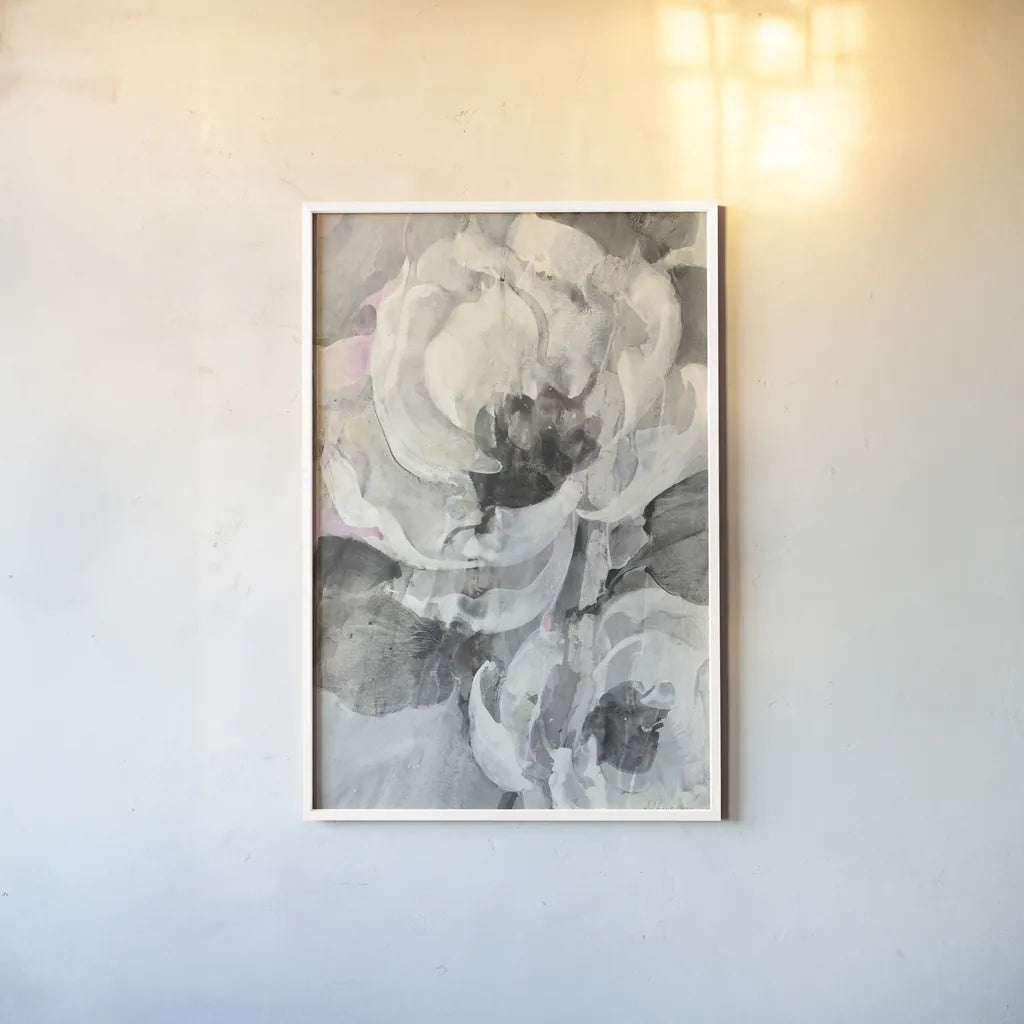 White Delight II by Albena Hristova. shown as a paper print in a white frame. Available as a archival giclee rolled canvas, fine art paper, or poster print. SKU 57918h.