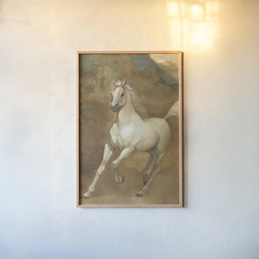 White Knight Crop by Albena Hristova. shown as a paper print in a natural frame. Available as a archival giclee rolled canvas, fine art paper, or poster print. SKU 6264h.